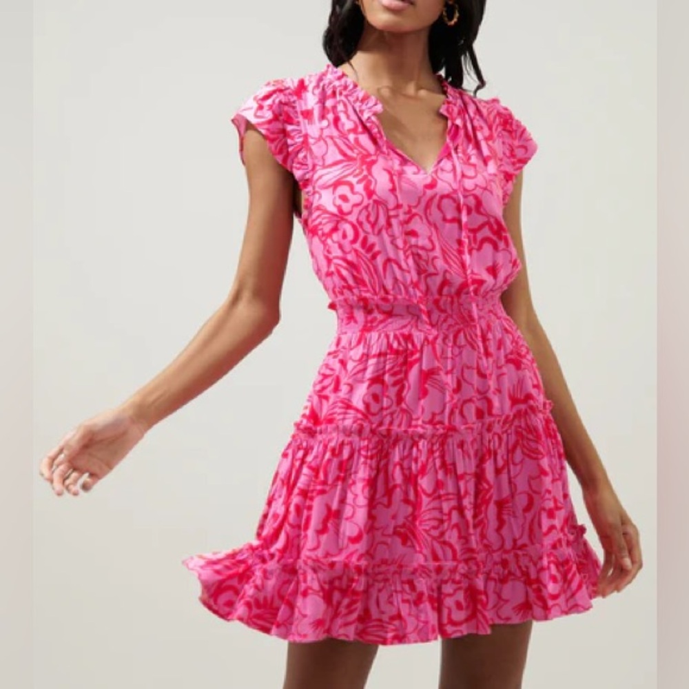 Vibrant Pink Ruffle Mini Dress